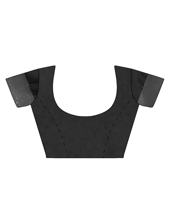 Black_women's_Bhagalpuri_Handloom_Linen_Cotton_Blend_White_Saree_With_Silver_Zari_Border_And_Contrast_Unstitched_Blouse_Piece