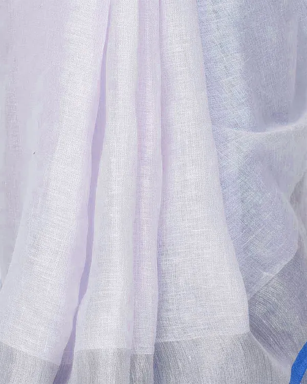 Cyan_women's_Bhagalpuri_Handloom_Linen_Cotton_Blend_White_Saree_With_Silver_Zari_Border_And_Contrast_Unstitched_Blouse_Piece