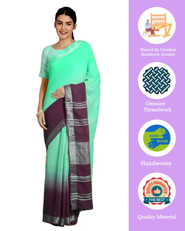 Aquamarine_Turquoise_&_Byzantium_Purple_women's_Bhagalpuri_Handloom_Linen_Cotton_Blend_Two_Dye_Saree_With_Running_Unstitched_Blouse_Piece