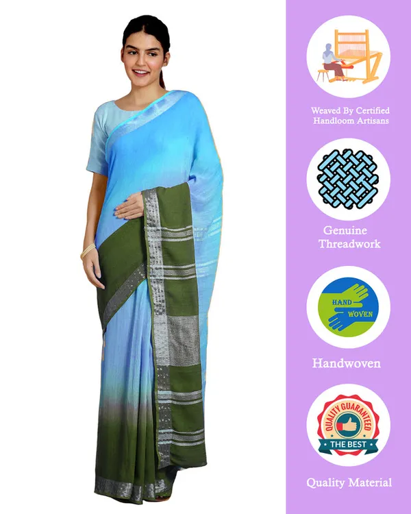 Capri_Cyan_&_Moss_Green_women's_Bhagalpuri_Handloom_Linen_Cotton_Blend_Two_Dye_Saree_With_Running_Unstitched_Blouse_Piece