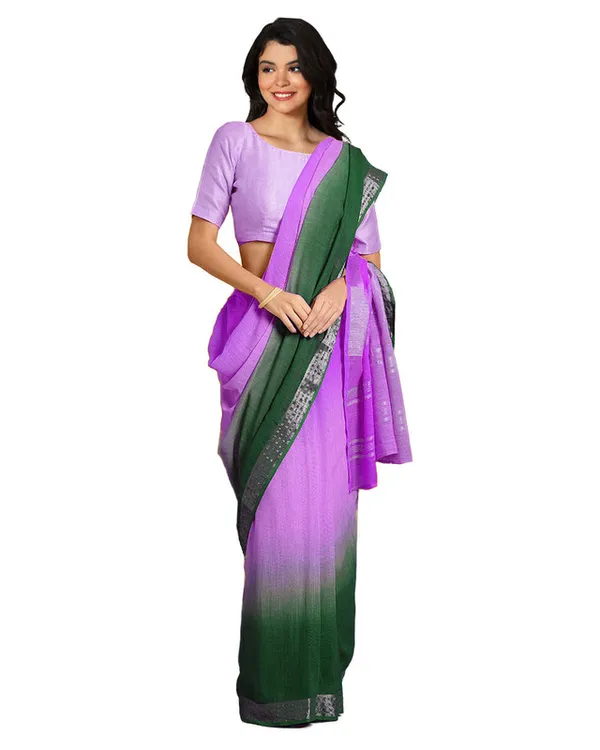 Bhagalpuri_Handloom_Linen_Cotton_Blend_Two_Dye_Saree_With_Running_Unstitched_Blouse_Piece