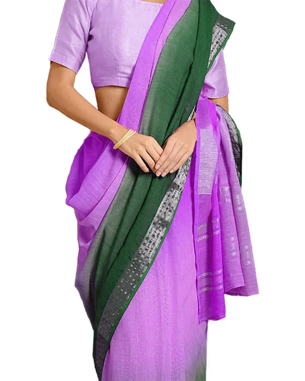 Bhagalpuri_Handloom_Linen_Cotton_Blend_Two_Dye_Saree_With_Running_Unstitched_Blouse_Piece