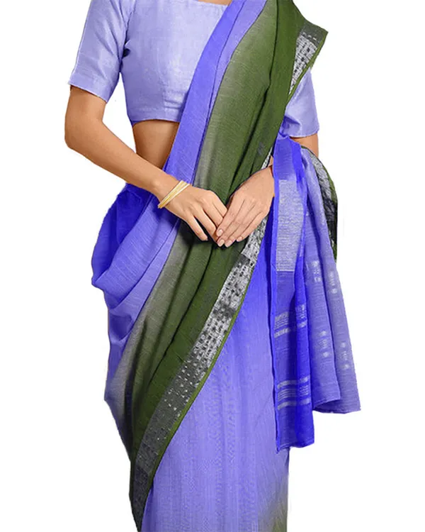 Bhagalpuri_Handloom_Linen_Slub_Blend_Two_Dye_Saree_With_Running_Unstitched_Blouse_Piece