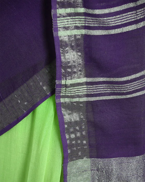 Bhagalpuri_Handloom_Linen_Slub_Blend_Two_Dye_Saree_With_Running_Unstitched_Blouse_Piece