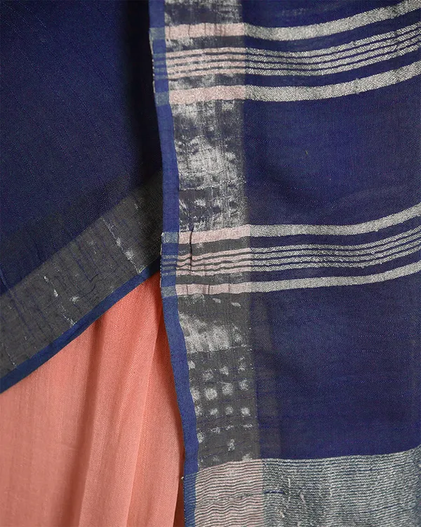 Bhagalpuri_Handloom_Linen_Slub_Blend_Two_Dye_Saree_With_Running_Unstitched_Blouse_Piece