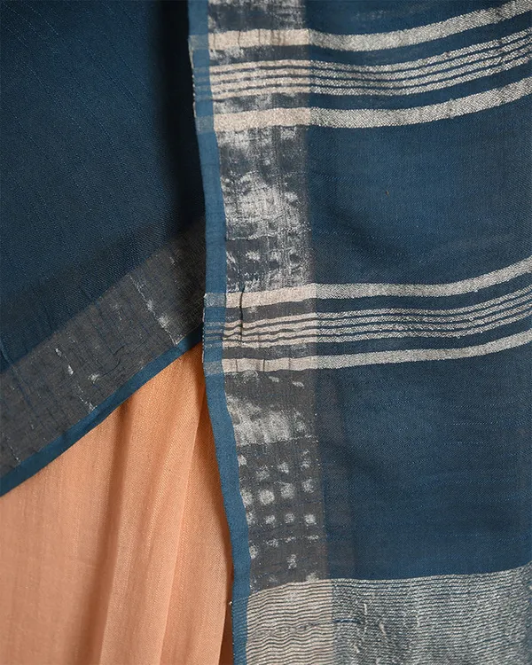 Bhagalpuri_Handloom_Linen_Slub_Blend_Two_Dye_Saree_With_Running_Unstitched_Blouse_Piece