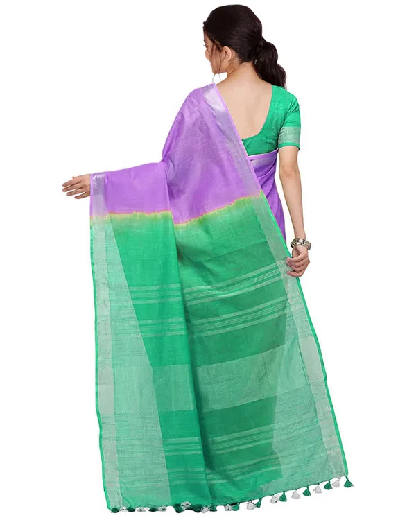 Bhagalpuri_Handloom_Linen_Cotton_Blend_Two_Dye_Saree_With_Running_Unstitched_Blouse_Piece