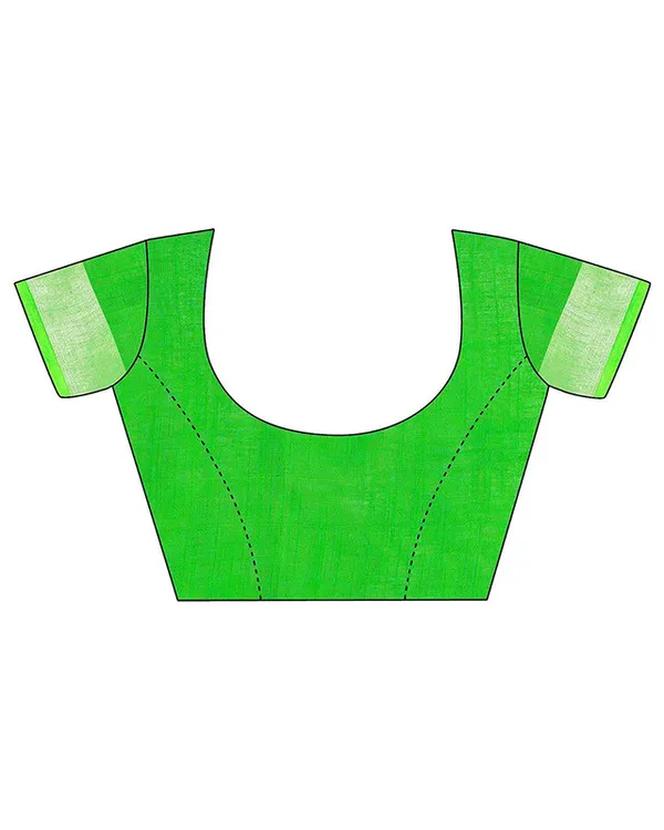 Lime_Green_&_Kelly_Green_women's_Bhagalpuri_Handloom_Linen_Cotton_Blend_Two_Dye_Saree_With_Running_Unstitched_Blouse_Piece