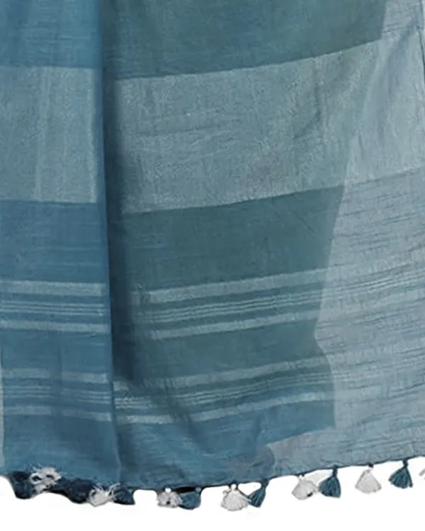 Mauve_Purple_&_Cerulean_Blue_women's_Bhagalpuri_Handloom_Linen_Cotton_Blend_Two_Dye_Saree_With_Running_Unstitched_Blouse_Piece