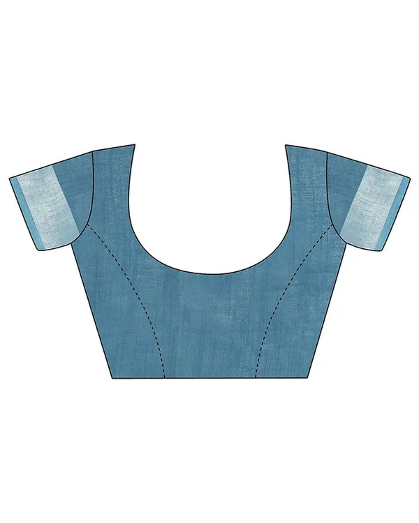 Tumbleweed_Tan_&_Cerulean_Blue_women's_Bhagalpuri_Handloom_Linen_Slub_Blend_Two_Dye_Saree_With_Running_Unstitched_Blouse_Piece