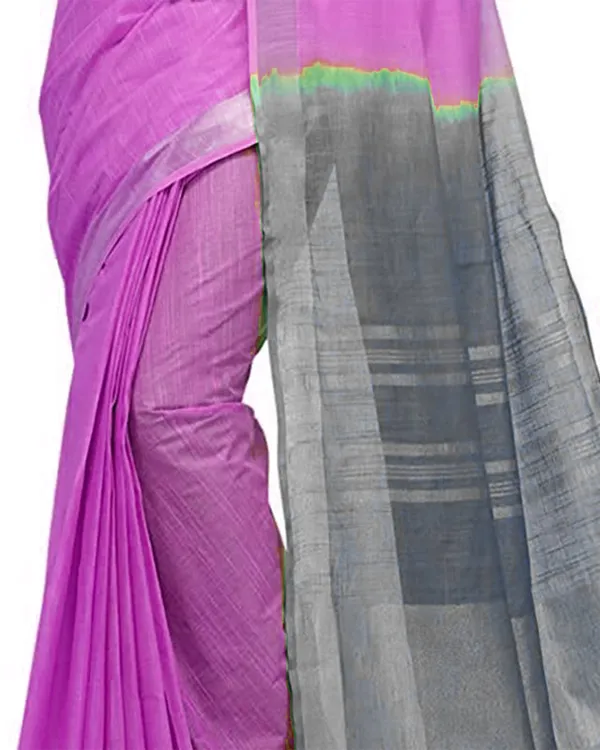 Fuchsia_Pink_&_Grey_women's_Bhagalpuri_Handloom_Pure_Cotton_Two_Dye_Saree_With_Running_Unstitched_Blouse_Piece