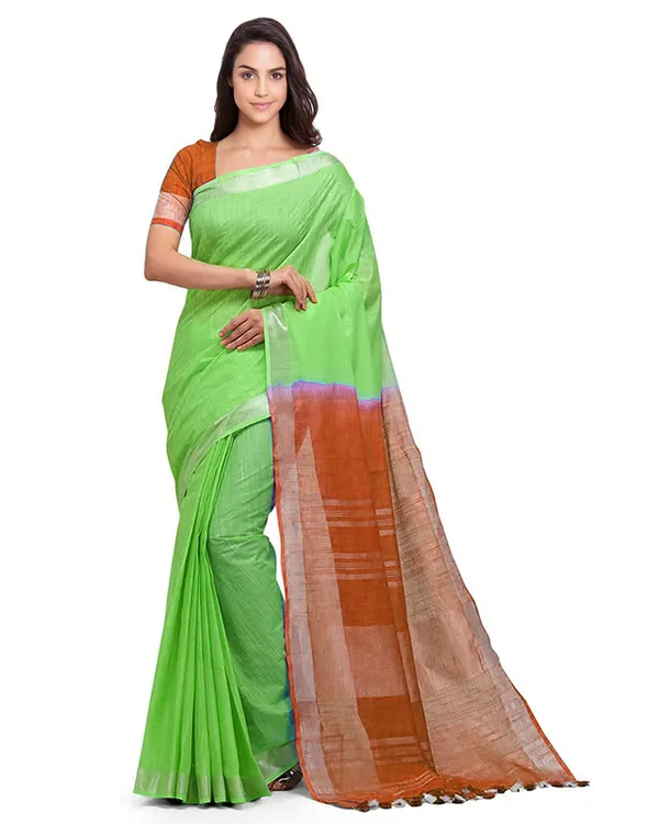 Bhagalpuri_Handloom_Pure_Cotton_Two_Dye_Saree_With_Running_Unstitched_Blouse_Piece