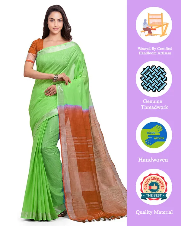 Bhagalpuri_Handloom_Pure_Cotton_Two_Dye_Saree_With_Running_Unstitched_Blouse_Piece