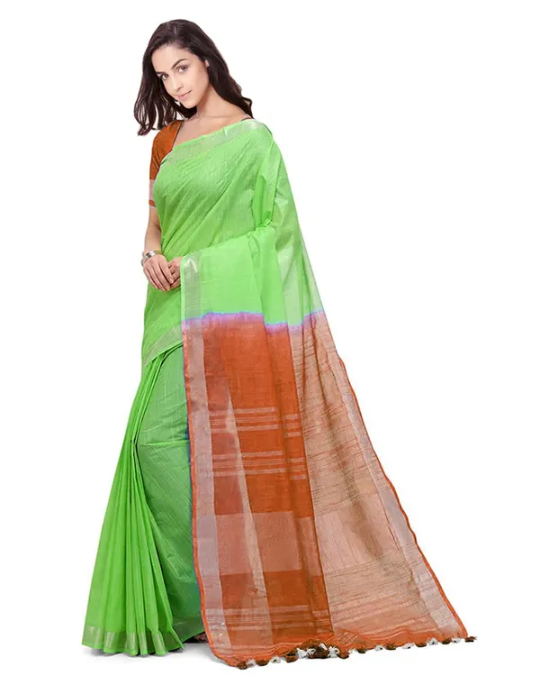 Bhagalpuri_Handloom_Pure_Cotton_Two_Dye_Saree_With_Running_Unstitched_Blouse_Piece