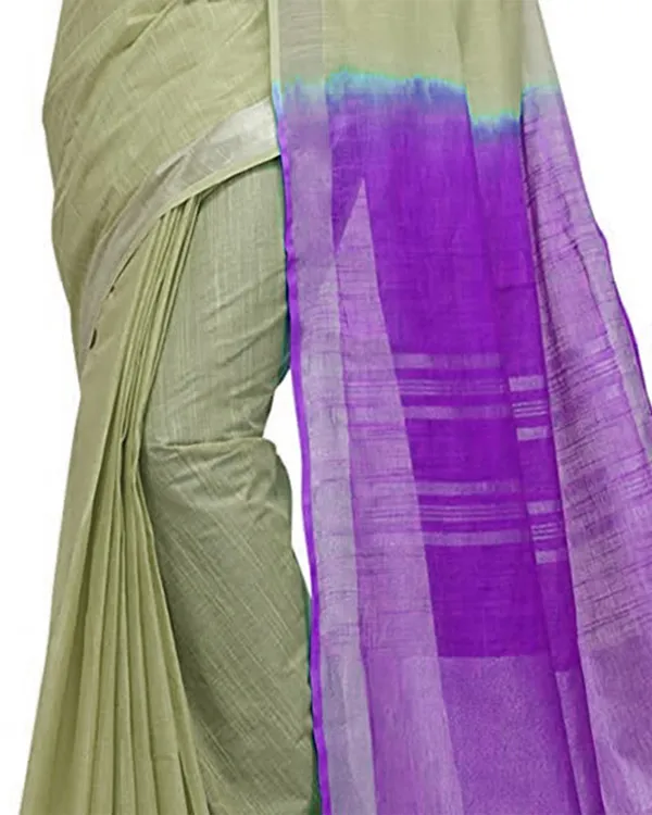 Saplin_Tan_&_French_Violet_women's_Bhagalpuri_Handloom_Pure_Cotton_Two_Dye_Saree_With_Running_Unstitched_Blouse_Piece