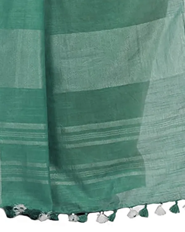 Tan_&_Viridian_Green_women's_Bhagalpuri_Handloom_Pure_Cotton_Two_Dye_Saree_With_Running_Unstitched_Blouse_Piece