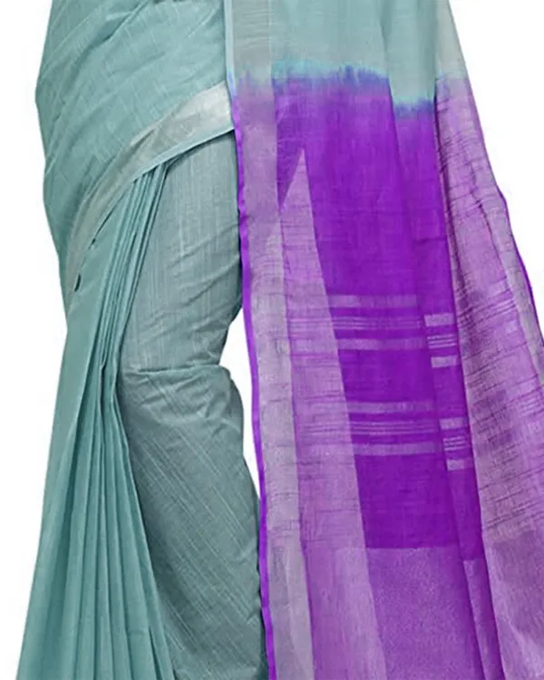 Tifaany_Blue_&_French_Violet_women's_Bhagalpuri_Handloom_Pure_Cotton_Two_Dye_Saree_With_Running_Unstitched_Blouse_Piece