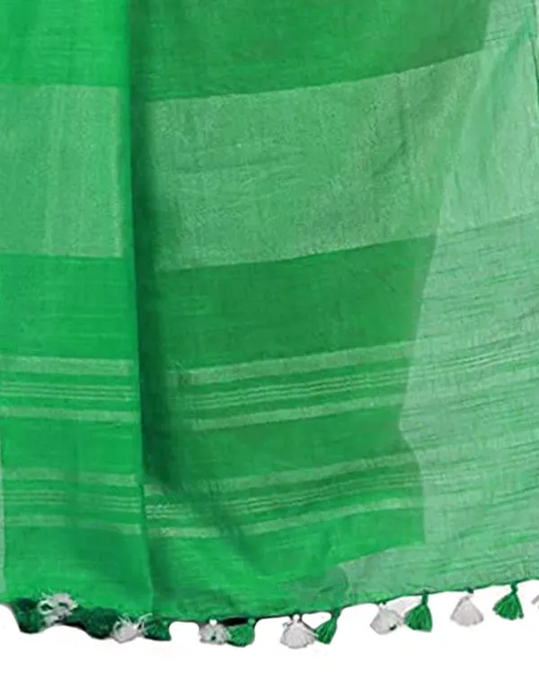 Fuchsia_Pink_&_Honerdew_Green_women's_Handloom_Bhagalpuri_Linen_Blend_Two_Dye_Saree_With_Running_Unstitched_Blouse_Piece