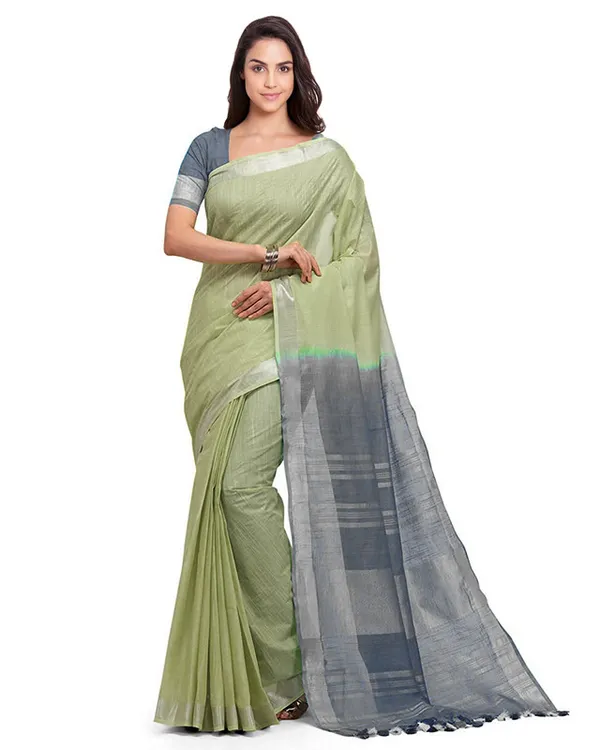 Handloom_Bhagalpuri_Linen_Blend_Two_Dye_Saree_With_Running_Unstitched_Blouse_Piece