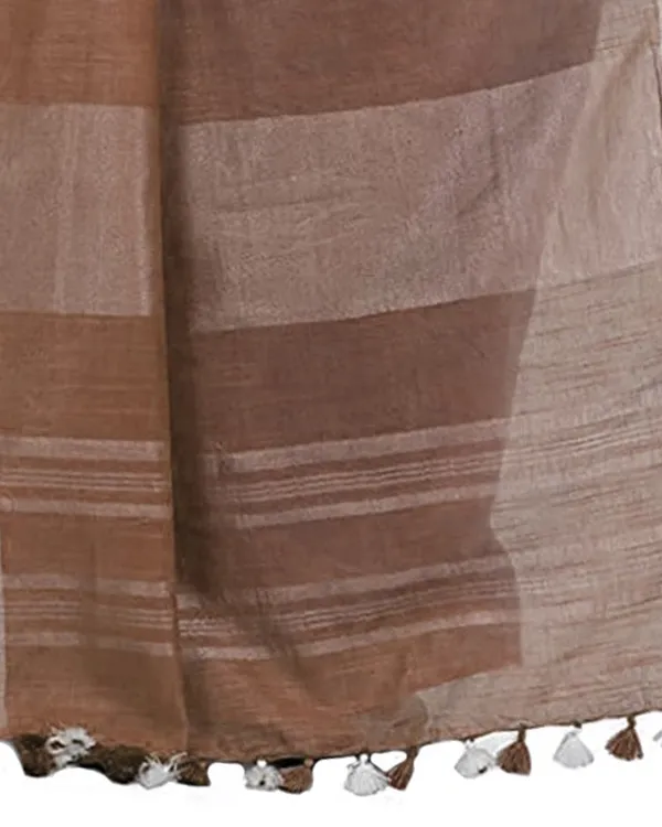 Lime_Green_&_Brown_women's_Handloom_Bhagalpuri_Linen_Blend_Two_Dye_Saree_With_Running_Unstitched_Blouse_Piece