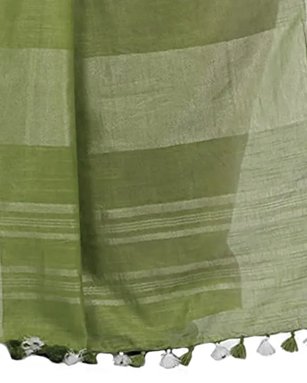Mauve_Purple_&_Dark_Moss_women's_Handloom_Bhagalpuri_Linen_Blend_Two_Dye_Saree_With_Running_Unstitched_Blouse_Piece