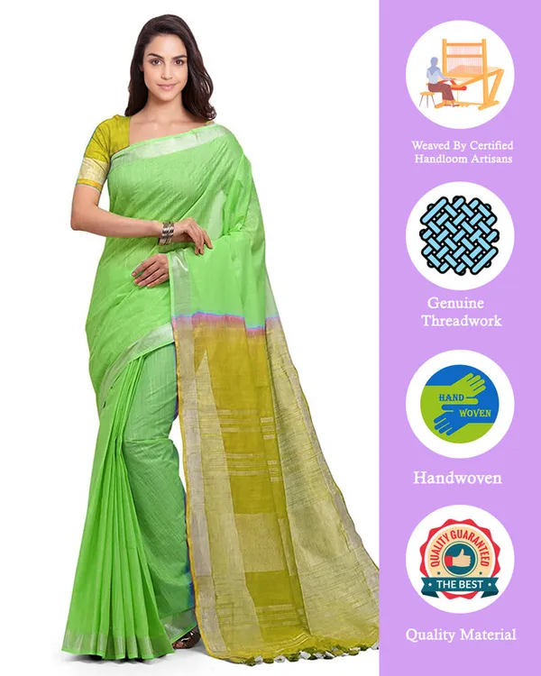 Handloom_Bhagalpuri_Linen_Blend_Two_Dye_Saree_With_Running_Unstitched_Blouse_Piece