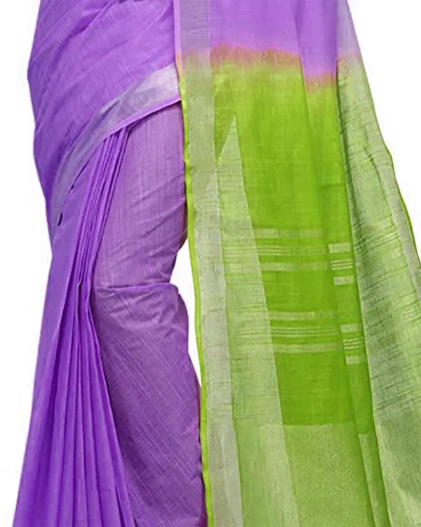 Handloom_Bhagalpuri_Cotton_Slub_Blend_Two_Dye_Saree_With_Running_Unstitched_Blouse_Piece