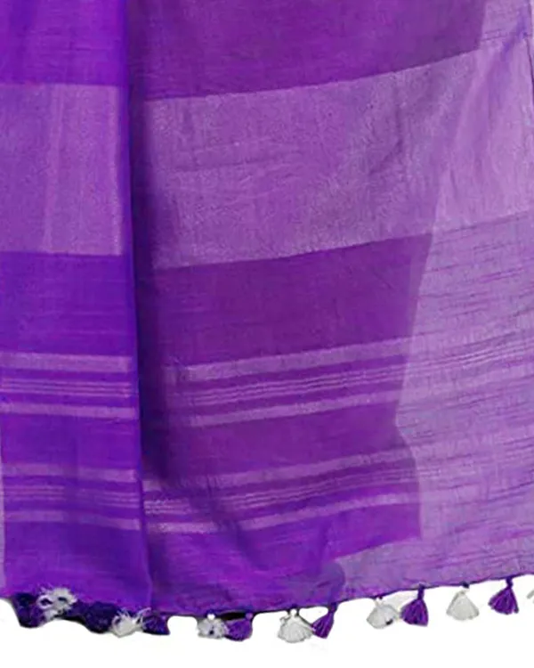 Lime_Green_&_French_Violet_women's_Handloom_Bhagalpuri_Cotton_Slub_Blend_Two_Dye_Saree_With_Running_Unstitched_Blouse_Piece