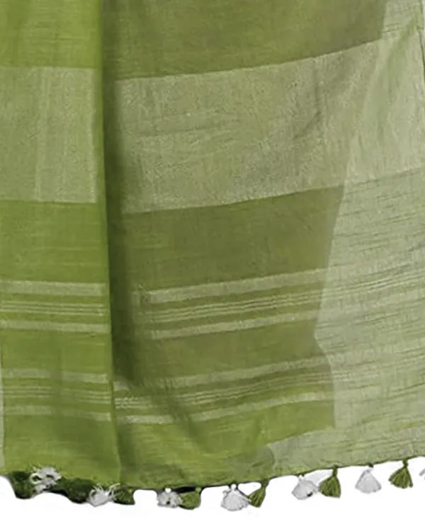 Neon_Pink_&_Moss_Green_women's_Handloom_Bhagalpuri_Cotton_Slub_Blend_Two_Dye_Saree_With_Running_Unstitched_Blouse_Piece
