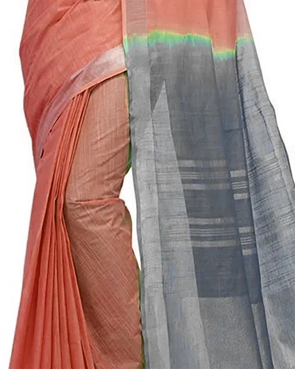 Handloom_Bhagalpuri_Cotton_Linen_Blend_Two_Dye_Saree_With_Running_Unstitched_Blouse_Piece