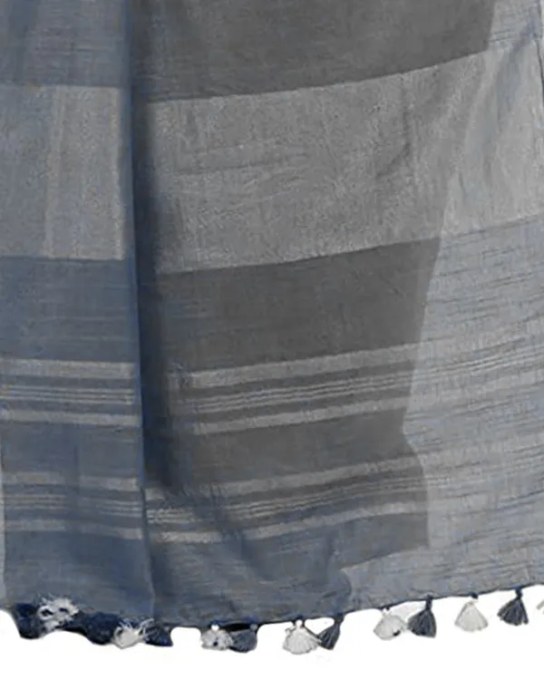 Turquoise_&_Grey_women's_Handloom_Bhagalpuri_Cotton_Linen_Blend_Two_Dye_Saree_With_Running_Unstitched_Blouse_Piece