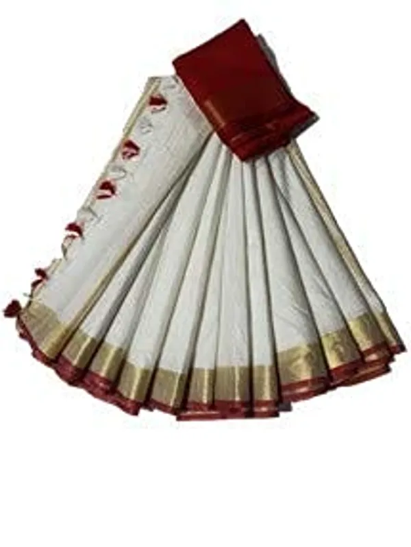 White-Red_women's_Handloom_Bhagalpuri_Linen_Cotton_Blend_Saree_Ethnic_Wear_With_Contrast_Unstitched_Blouse_Piece