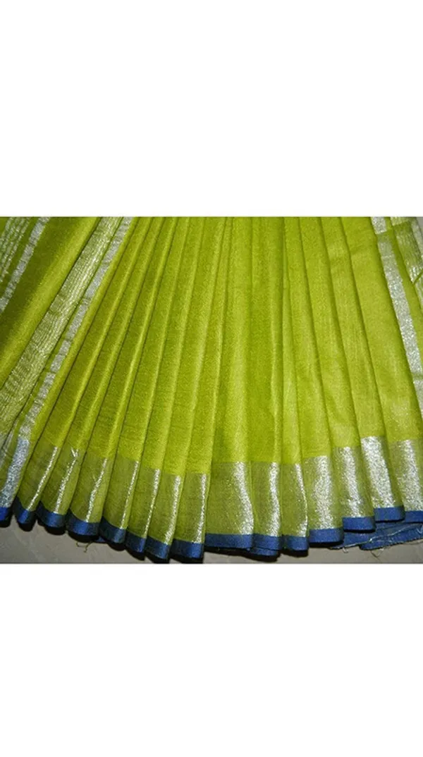 Green-Blue_women's_Handloom_Bhagalpuri_Linen_Cotton_Blend_Saree_Ethnic_Wear_With_Contrast_Unstitched_Blouse_Piece