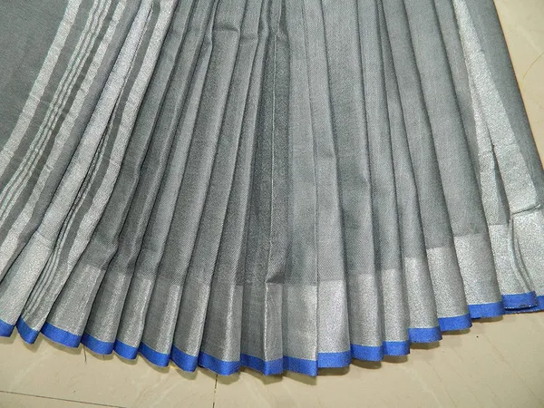 Grey-Blue_women's_Handloom_Bhagalpuri_Linen_Cotton_Blend_Saree_Ethnic_Wear_With_Contrast_Unstitched_Blouse_Piece