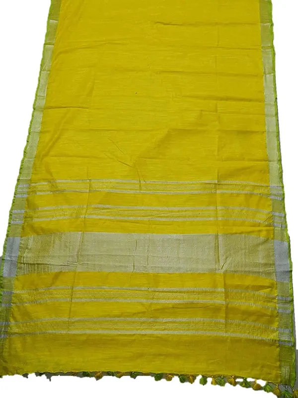 Handloom_Bhagalpuri_Cotton_Linen_Blend_Saree_Ethnic_Wear_With_Contrast_Unstitched_Blouse_Piece