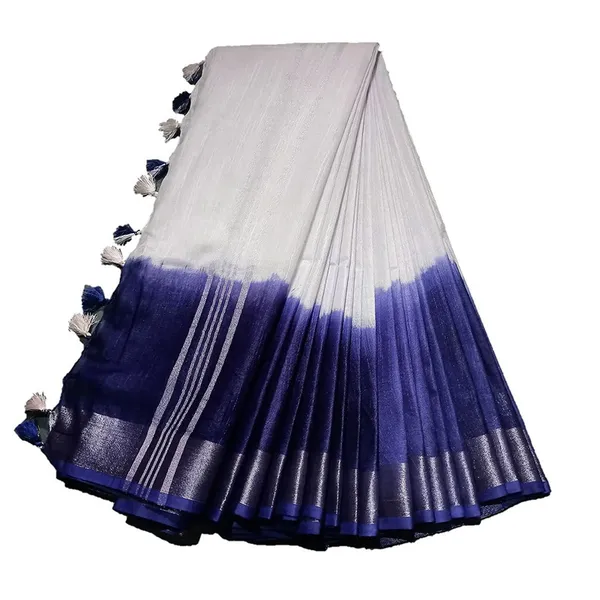 Blue_women's_Handloom_Bhagalpuri_Linen_Cotton_Slub_Blend_Two_Sided_Two_Dye_Saree_Running_Unstitched_Blouse_Piece