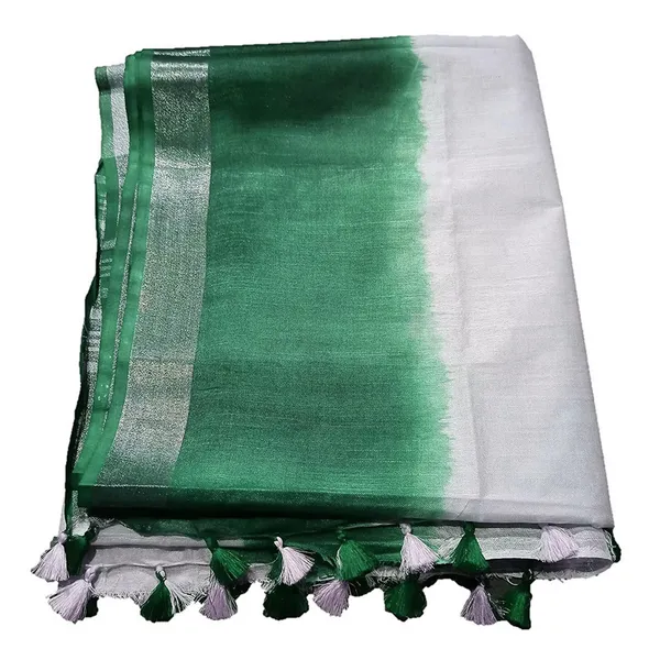 Handloom_Bhagalpuri_Linen_Cotton_Slub_Blend_Two_Sided_Two_Dye_Saree_Running_Unstitched_Blouse_Piece