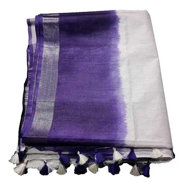 Handloom_Bhagalpuri_Linen_Cotton_Slub_Blend_Two_Sided_Two_Dye_Saree_Running_Unstitched_Blouse_Piece