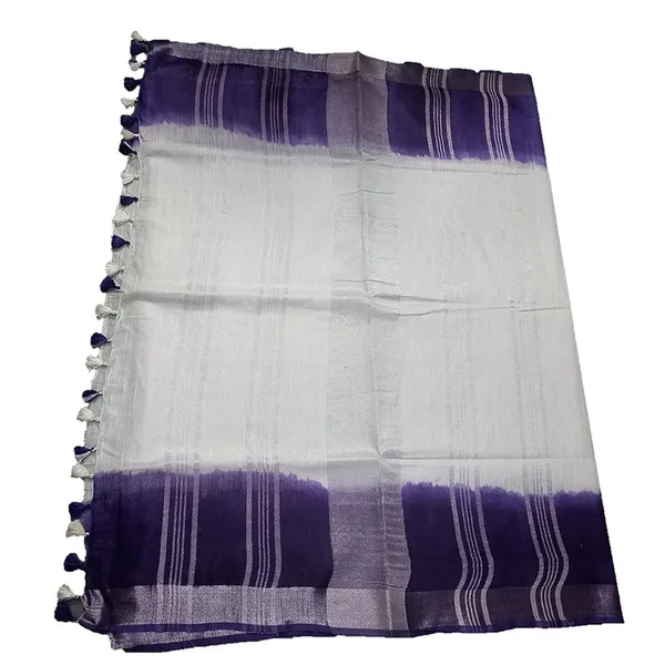 Handloom_Bhagalpuri_Linen_Cotton_Slub_Blend_Two_Sided_Two_Dye_Saree_Running_Unstitched_Blouse_Piece