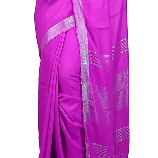 Magenta_Bhagalpuri_women's_Handloom_Linen_Cotton_Ethnic_Wear_Saree_With_Running_Unstitched_Blouse_Piece