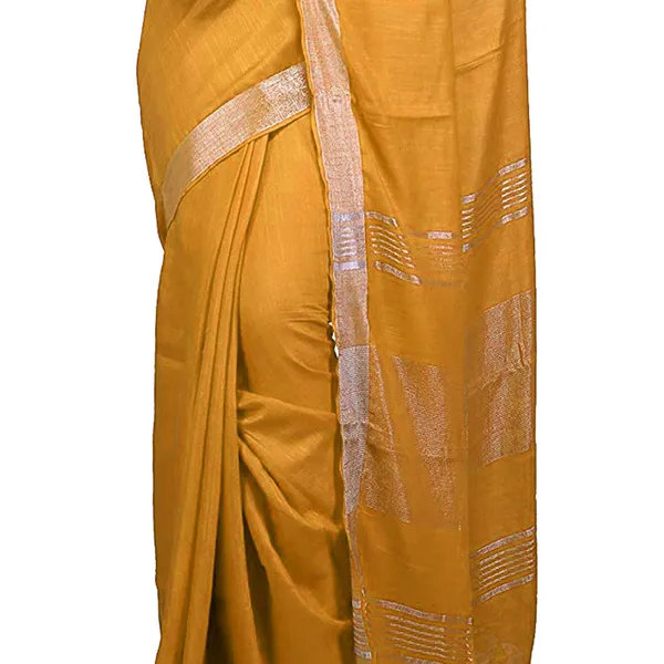 Marigold_Yellow_Bhagalpuri_women's_Handloom_Linen_Cotton_Ethnic_Wear_Saree_With_Running_Unstitched_Blouse_Piece