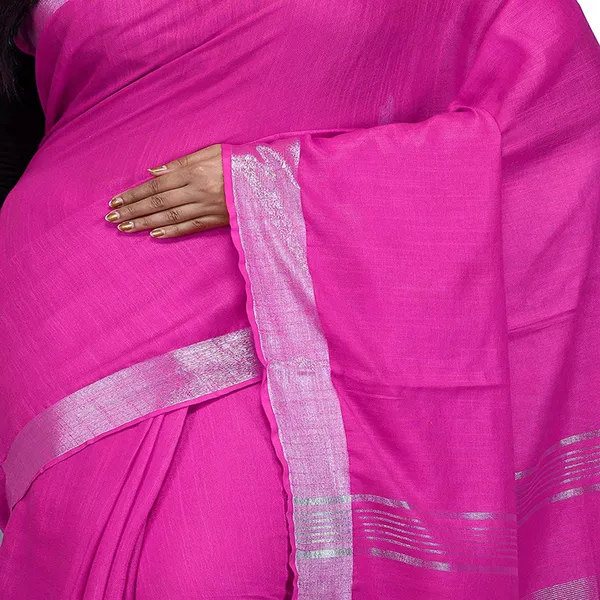 Pink_Bhagalpuri_women's_Handloom_Linen_Cotton_Ethnic_Wear_Saree_With_Running_Unstitched_Blouse_Piece