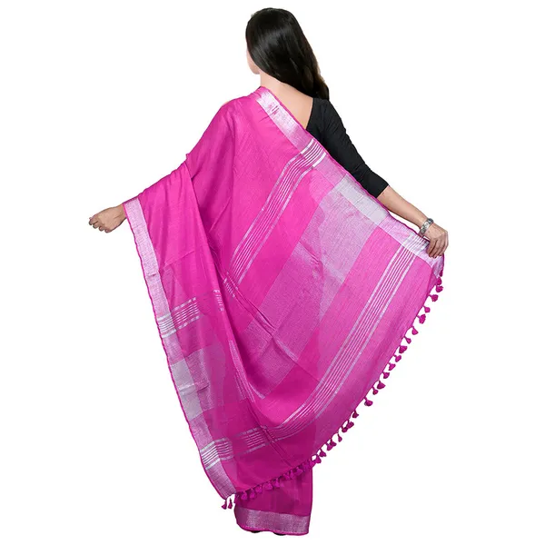 Pink_Bhagalpuri_women's_Handloom_Linen_Cotton_Ethnic_Wear_Saree_With_Running_Unstitched_Blouse_Piece