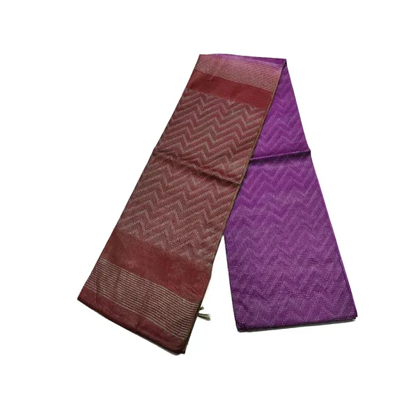 Handloom_Semi_Tussar_Silk_Two_Dye_Bhagalpuri_Saree_for_women's_with_Striped_Pallu_(12502_Maroon_Red_&_Plumi_Magenta)