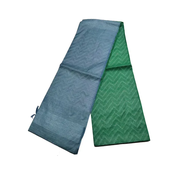 Handloom_Semi_Tussar_Silk_Two_Dye_Bhagalpuri_Saree_for_women's_with_Striped_Pallu_(12503_Maya_Blue_&_Shamrok_Green)