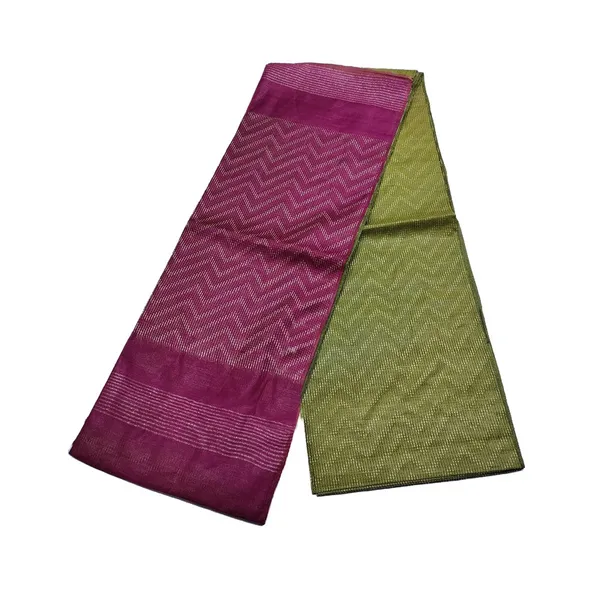 Handloom_Semi_Tussar_Silk_Two_Dye_Bhagalpuri_Saree_for_women's_with_Striped_Pallu_(12511_Raspberry_Pink_&_Apple_Green)