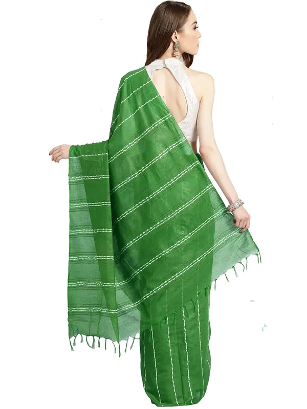 Forest_Green_women's_Kota_Art_Silk_Bhagalpuri_Saree_With_Blouse_Piece