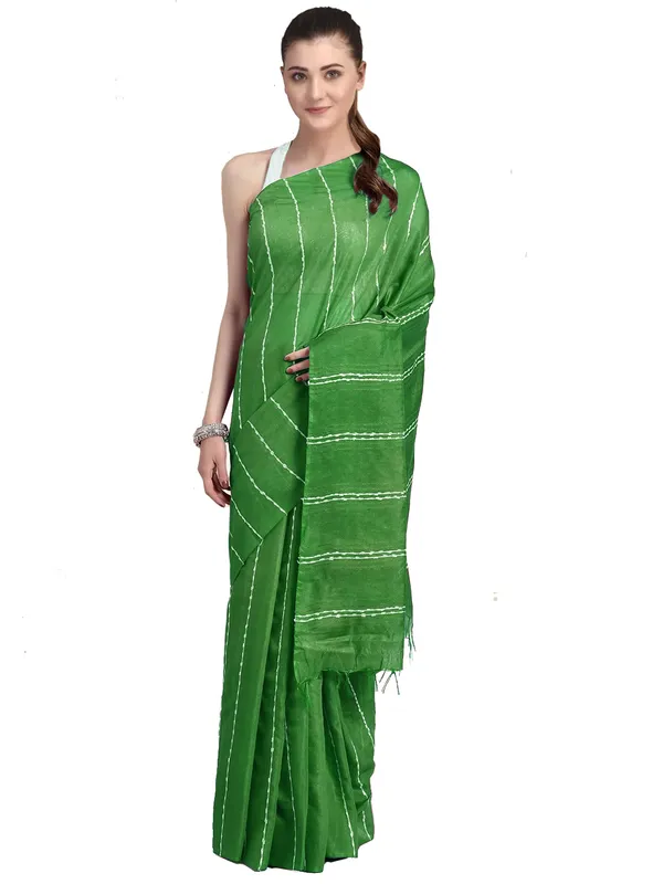 Forest_Green_women's_Kota_Art_Silk_Bhagalpuri_Saree_With_Blouse_Piece