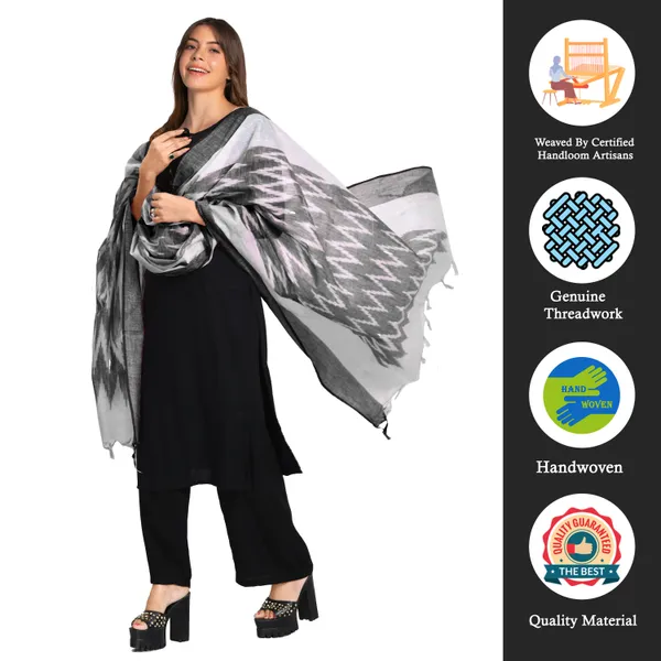 Linen_Cotton_Blend_Handloom_Ikkat_Bhagalpuri_Dupatta_(Black)