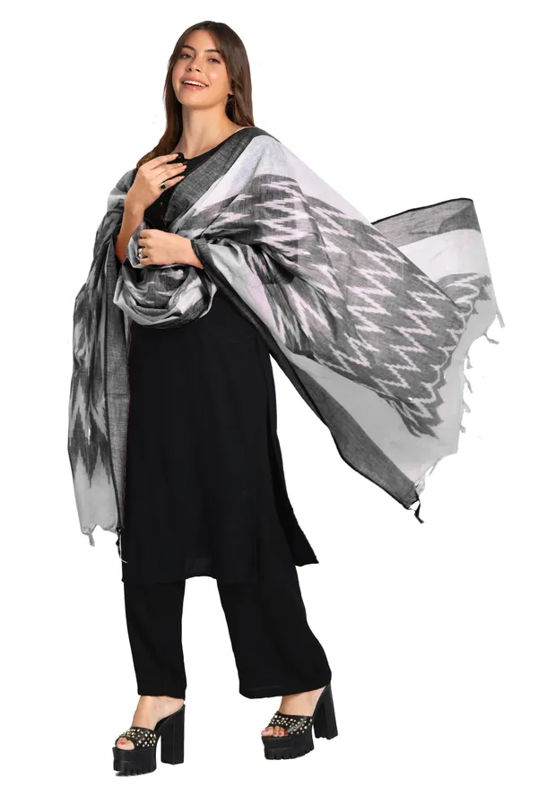 Linen_Cotton_Blend_Handloom_Ikkat_Bhagalpuri_Dupatta_(Black)